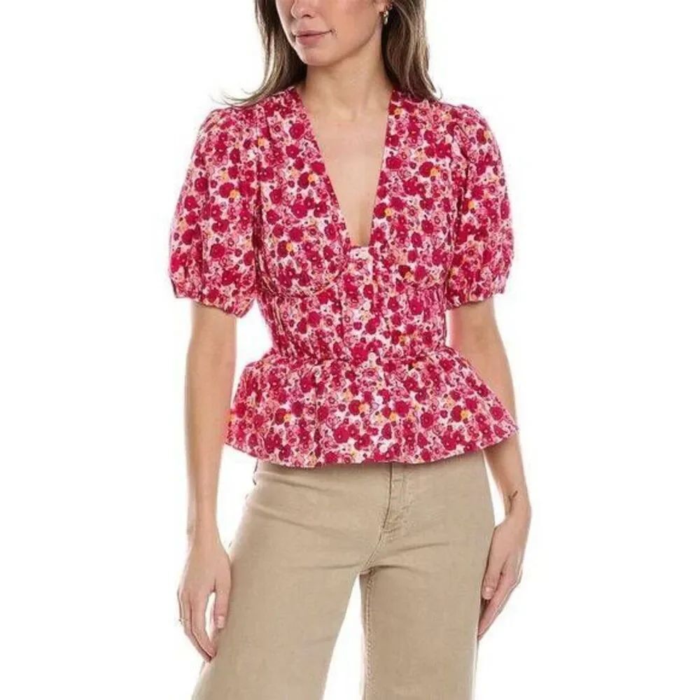 DEREK LAM 10 CROSBY Floral-Print Cotton-Blend Top 6
